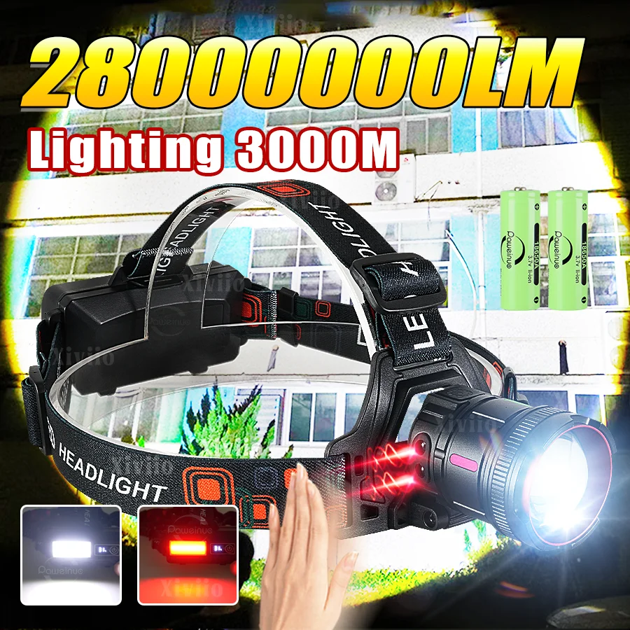 New Most Powerful Sensor Headlamp 28000000LM Strong Light LED Headlight Rechargeable Head Flashlight Long Range 3000M Head Torch
New Most Powerful Sensor Headlamp 28000000LM Strong Light LED Headlight Rechargeable Head Flashlight Long Range 3000M Head Torch