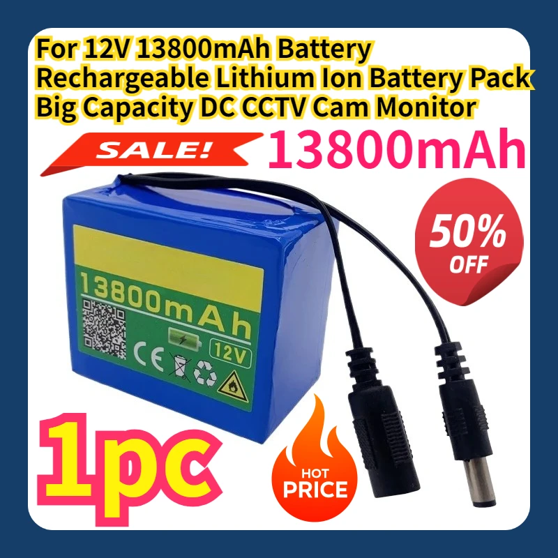For 12V 13800mAh Battery Rechargeable Lithium Ion Battery Pack Big Capacity DC CCTV Cam Monitor
For 12V 13800mAh Battery Rechargeable Lithium Ion Battery Pack Big Capacity DC CCTV Cam Monitor