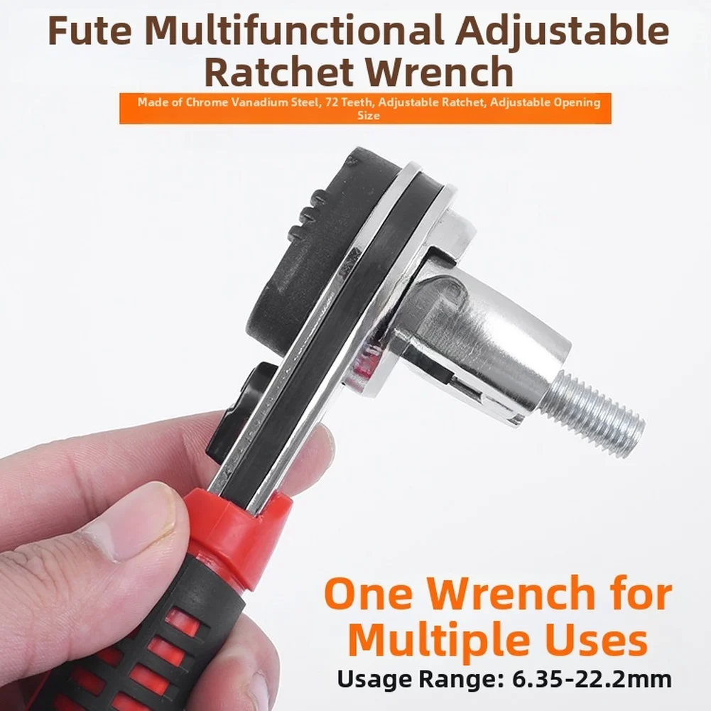 Socket Ratchet Wrench Compatible with For FORTE 6.35 mm to 22.2 mm Adjustable Jaw 72 Tooth Precision Mechanism
Socket Ratchet Wrench Compatible with For FORTE 6.35 mm to 22.2 mm Adjustable Jaw 72 Tooth Precision Mechanism