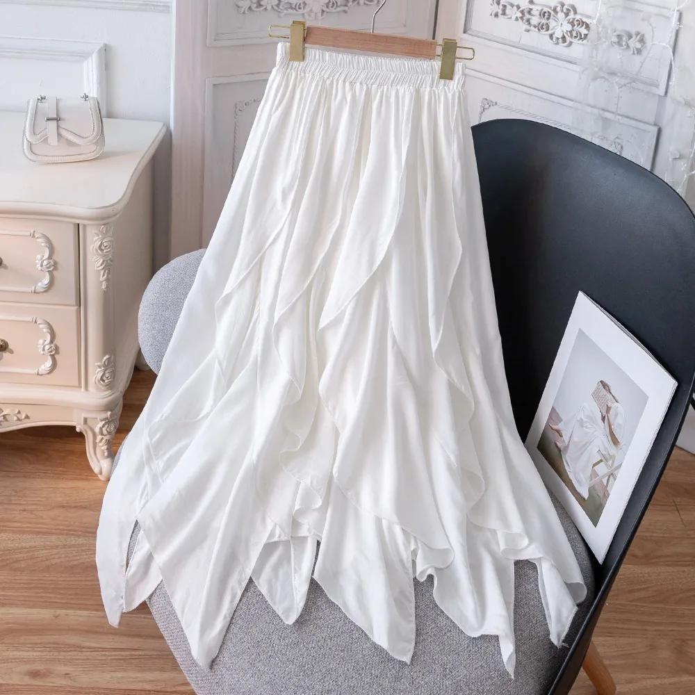 Chic Women's Casual High Quality Knee-length White Layered Skirts Ladies Elegant A-line Tierred Ruffles Elastic Midi Skirt
Chic Women's Casual High Quality Knee-length White Layered Skirts Ladies Elegant A-line Tierred Ruffles Elastic Midi Skirt
