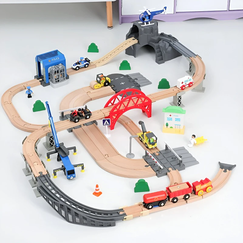 Wooden Railway Track Set Police Station Theme Wooden Train Tracks Accessories Compatible with All Wood Tracks Toys for Children
Wooden Railway Track Set Police Station Theme Wooden Train Tracks Accessories Compatible with All Wood Tracks Toys for Children