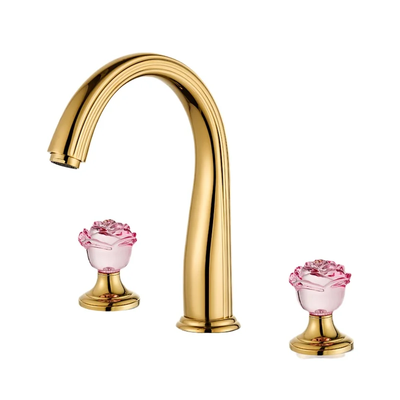 French light luxury brass three-hole basin faucet Luxury gold hot and cold water faucet
French light luxury brass three-hole basin faucet Luxury gold hot and cold water faucet