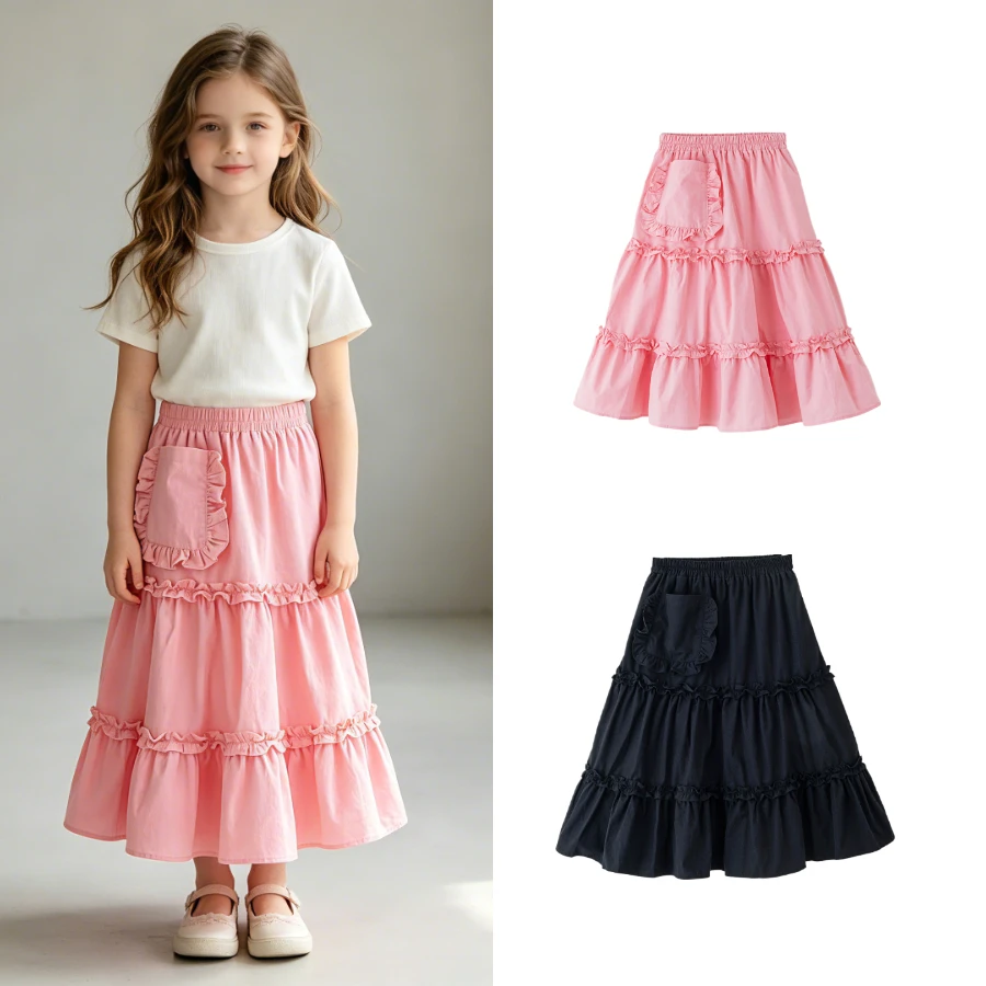 Girls Pink Ruffle Tiered Midi Skirt, Elastic Waist A-Line Skirt with Pockets, Cute Casual School Daily Wear for 4-12 Years Kids
Girls Pink Ruffle Tiered Midi Skirt, Elastic Waist A-Line Skirt with Pockets, Cute Casual School Daily Wear for 4-12 Years Kids