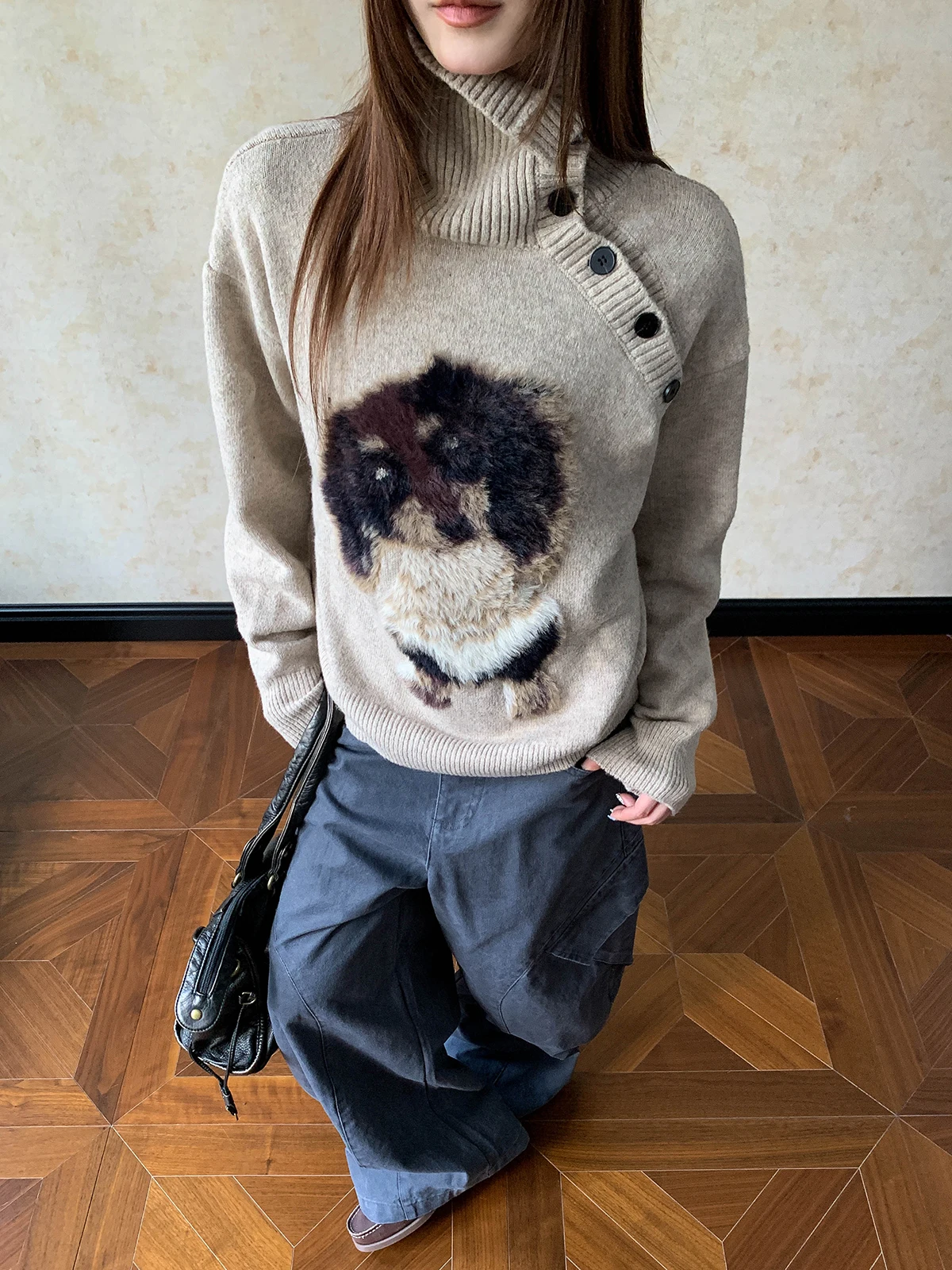 Женский вязаный свитер-пуловер Aket American Lazy Sle Plu с высоким воротником, мягкий, уютный, с пуговицами, повседневная одежда
Женский вязаный свитер-пуловер Aket American Lazy Sle Plu с высоким воротником, мягкий, уютный, с пуговицами, повседневная одежда