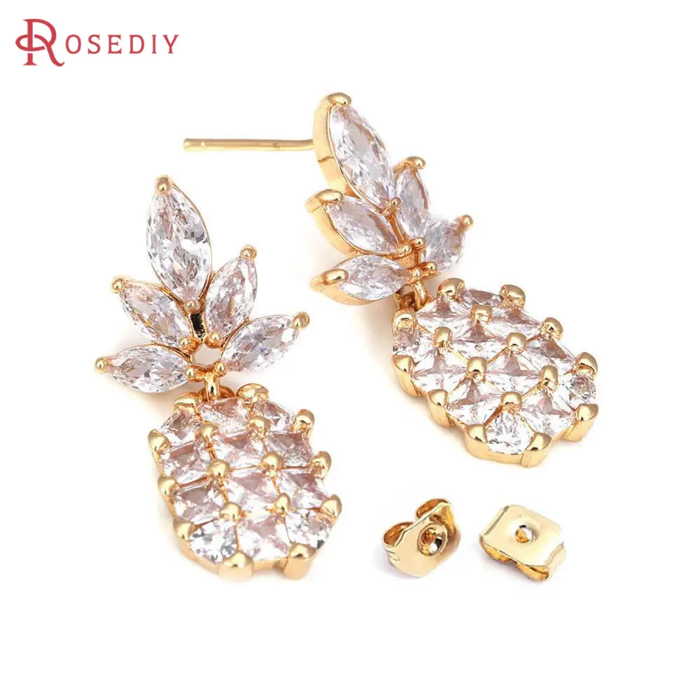 High Quality 18K Gold Color Brass and Zircon Pineapple Shape Stud Earrings Pins Earrings Jewelry Making Diy Accessories
High Quality 18K Gold Color Brass and Zircon Pineapple Shape Stud Earrings Pins Earrings Jewelry Making Diy Accessories