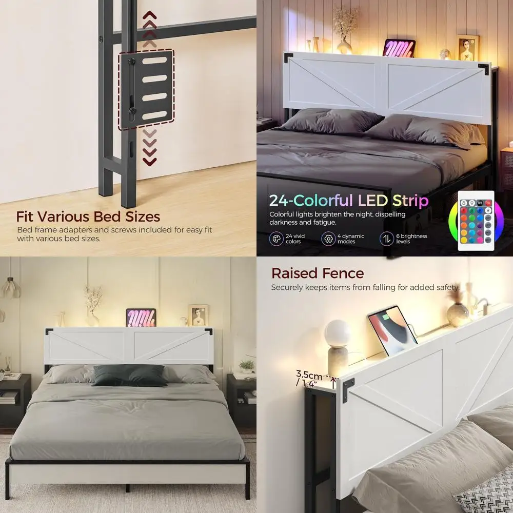 Кровать King Size с двумя розетками, USB-портами, LED-подсветкой, местом для хранения и адаптером для кровати - белый/черный
Кровать King Size с двумя розетками, USB-портами, LED-подсветкой, местом для хранения и адаптером для кровати - белый/черный