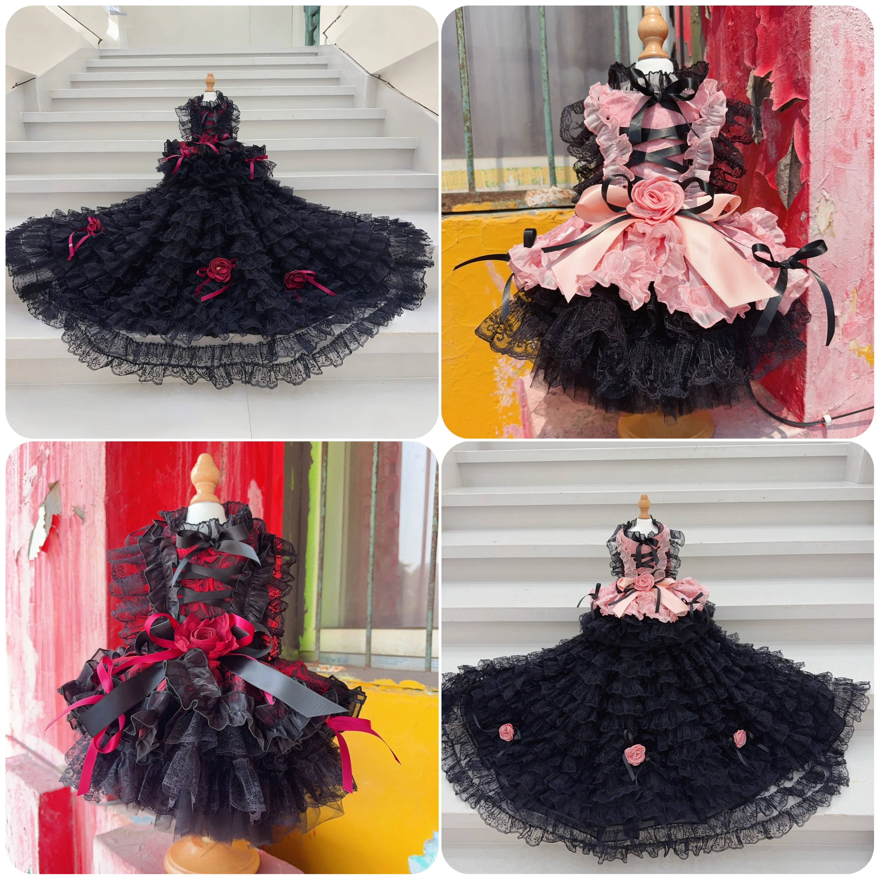 Luxury Handmade Pet Dress for Dogs Black Red Roseflower Bow Lace Long Tail Princess Style for Small to Medium Puppies
Luxury Handmade Pet Dress for Dogs Black Red Roseflower Bow Lace Long Tail Princess Style for Small to Medium Puppies