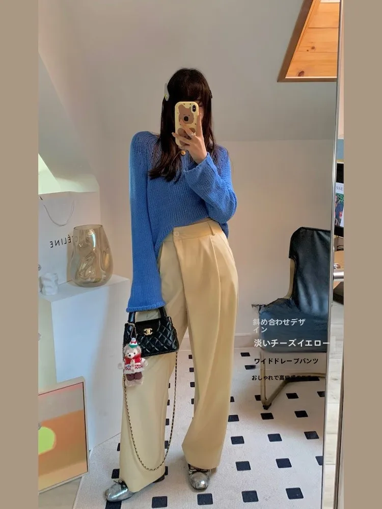 Moizj Zheng Chun Hua Casual Wide Leg Trousers Women's Zipper Side High Waist Cheese Yellow Leisure Pants Female Fashion
Moizj Zheng Chun Hua Casual Wide Leg Trousers Women's Zipper Side High Waist Cheese Yellow Leisure Pants Female Fashion