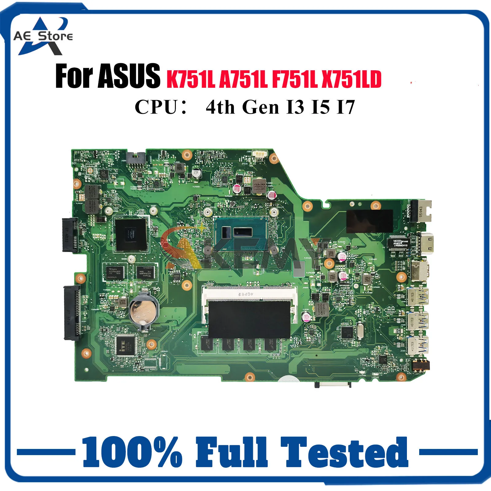 X751LD Laptop Motherboard For ASUS X751LDV F751L X751L K751L X751LKB X751LK X751LB X751LN A751L X751LJ Mainboard W/ I3 I5 I7 CPU
X751LD Laptop Motherboard For ASUS X751LDV F751L X751L K751L X751LKB X751LK X751LB X751LN A751L X751LJ Mainboard W/ I3 I5 I7 CPU