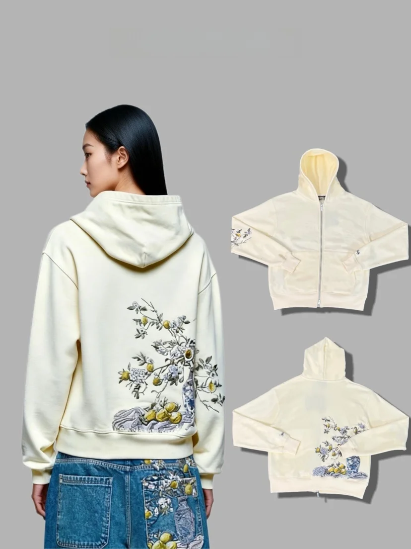 Eden Zip up Fleece Lined Embroidered Hoodie Jacket Women's Casual Style Long Sleeve Cotton Sweatshirt with Zipper Garden Theme
Eden Zip up Fleece Lined Embroidered Hoodie Jacket Women's Casual Style Long Sleeve Cotton Sweatshirt with Zipper Garden Theme