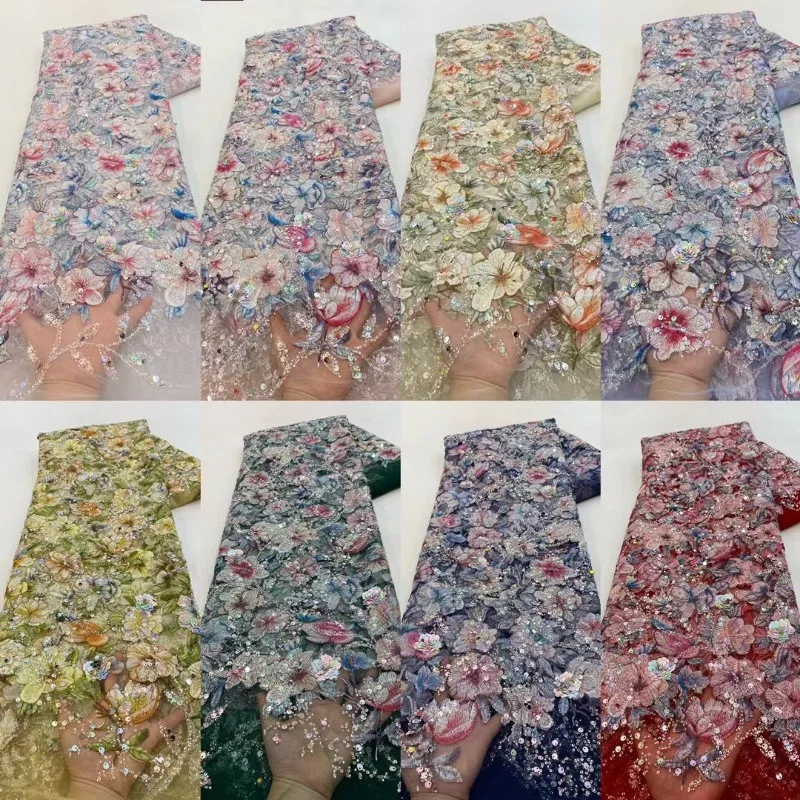8Colors Available Three-dimensional Embroidery Floral Sequins Lace Fabric for Wedding Evening Dress Fabric 5Yards Long L033 
8Colors Available Three-dimensional Embroidery Floral Sequins Lace Fabric for Wedding Evening Dress Fabric 5Yards Long L033