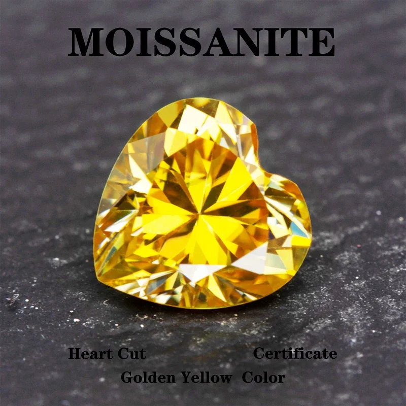 Moissanite Stone Heart Cut Golden Yellow Color Charms for Jewelry Making DIY Ring Necklace Earrings Main Materials Certificate
Moissanite Stone Heart Cut Golden Yellow Color Charms for Jewelry Making DIY Ring Necklace Earrings Main Materials Certificate