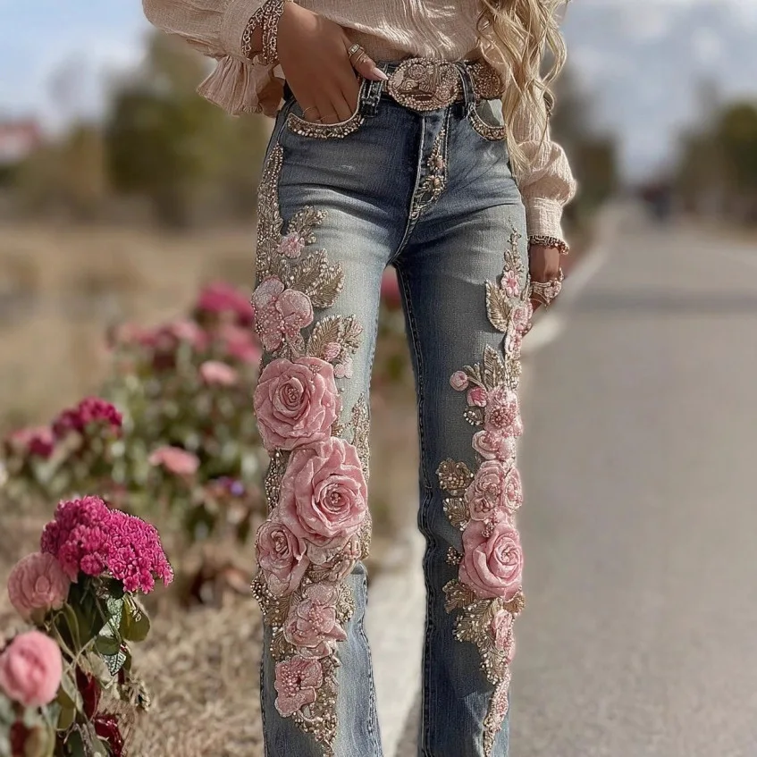 Digital 3D Printed Women's Simulation Denim Pants Cross-Border Floral Pattern High Waist Tight Fit High Elasticity Polyester ...
Digital 3D Printed Women's Simulation Denim Pants Cross-Border Floral Pattern High Waist Tight Fit High Elasticity Polyester ...