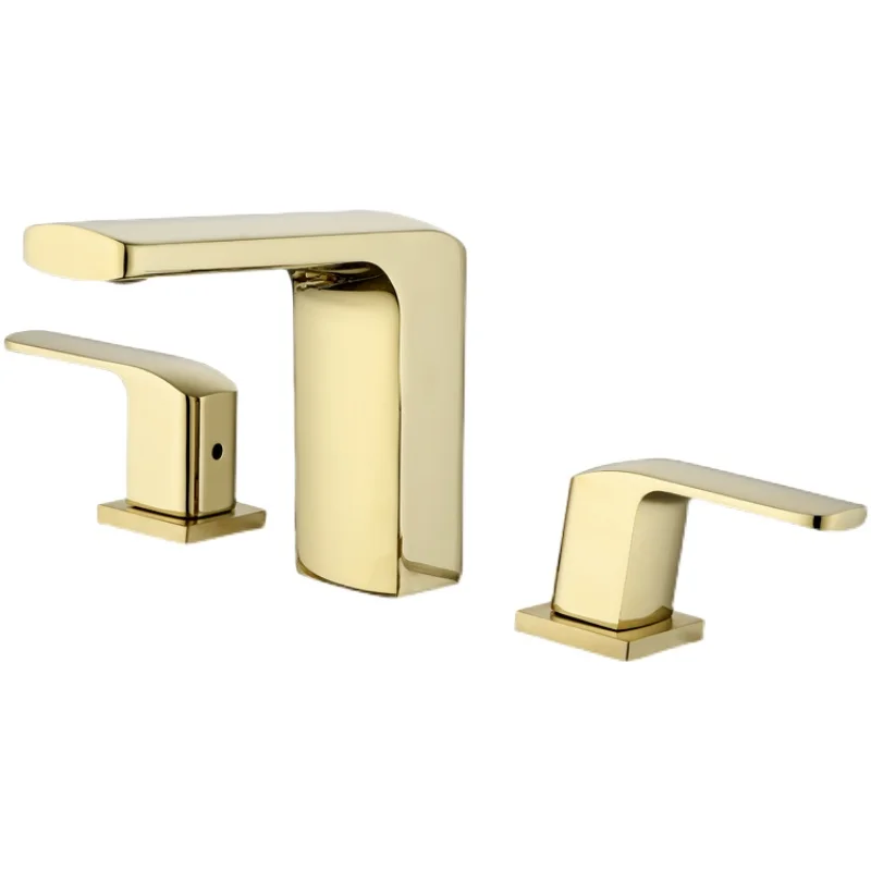 Luxury Gold Brass Bathroom sink faucet 3 Holes 2 Handles Basin mixer Tap Golden Cold hot water Wash basin faucet Good Quality
Luxury Gold Brass Bathroom sink faucet 3 Holes 2 Handles Basin mixer Tap Golden Cold hot water Wash basin faucet Good Quality
