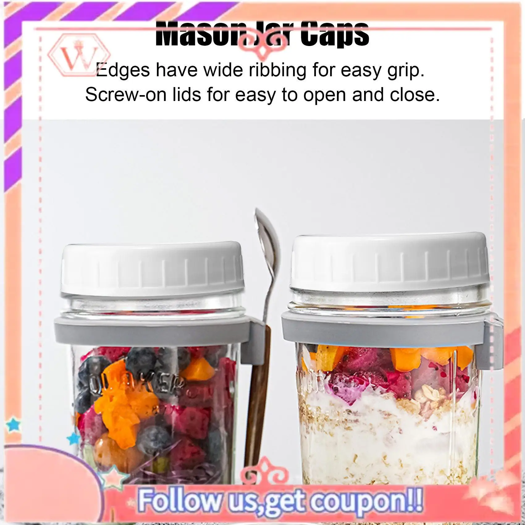 Модернизированные 10 шт. пластиковые крышки для хранения, ребристые крышки для стандартной бутылки Mason с обычным горлышком 
Модернизированные 10 шт. пластиковые крышки для хранения, ребристые крышки для стандартной бутылки Mason с обычным горлышком