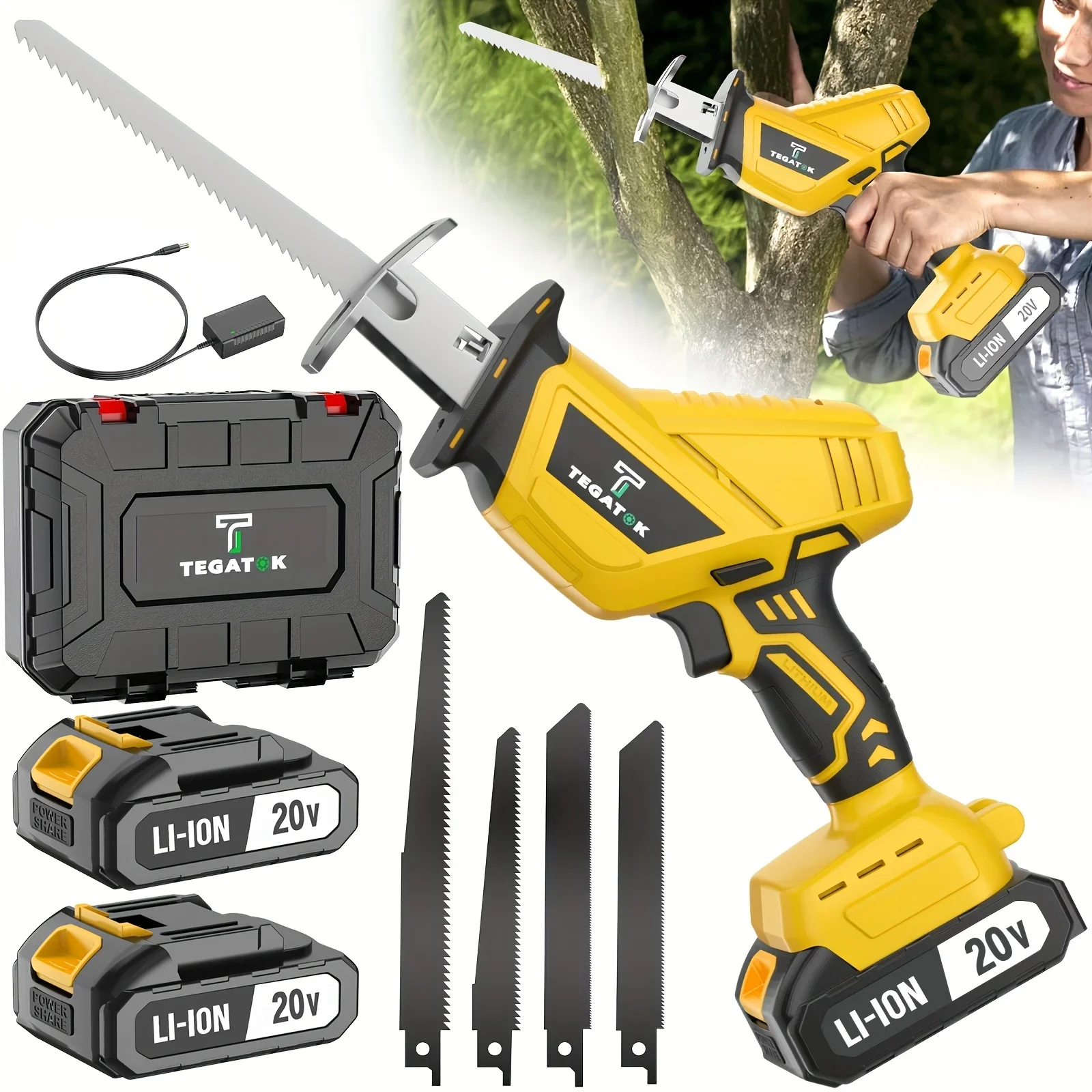 Newly Upgraded Electric Reciprocating Saw, Wireless HandSaw with LED Light and Safety Lock, Suitable for Multi-Purpose CuttiGift
Newly Upgraded Electric Reciprocating Saw, Wireless HandSaw with LED Light and Safety Lock, Suitable for Multi-Purpose CuttiGift