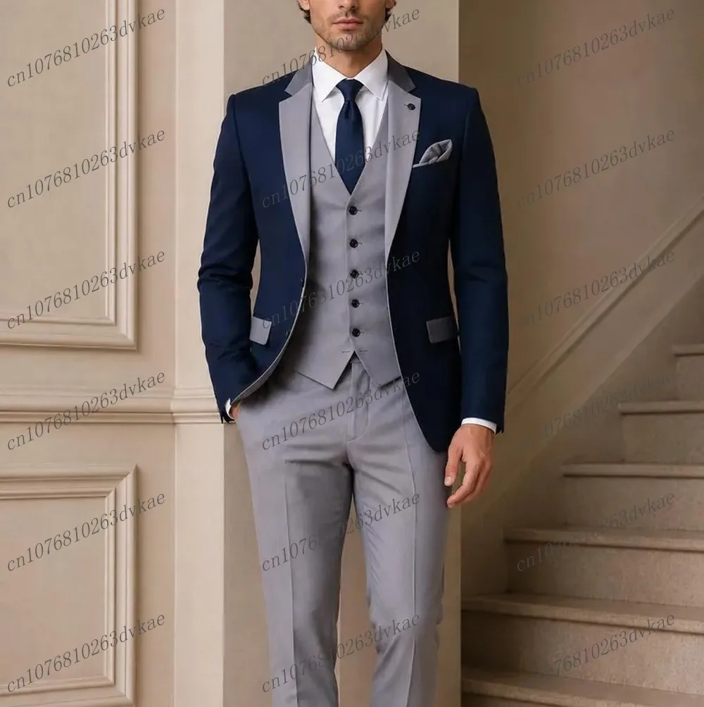 Formal Navy Blue And Grey Men Suit Wedding Party Groom Groomsman Prom Business Male Tuxedos 3 Piece Set Jacket Vest Pants
Formal Navy Blue And Grey Men Suit Wedding Party Groom Groomsman Prom Business Male Tuxedos 3 Piece Set Jacket Vest Pants