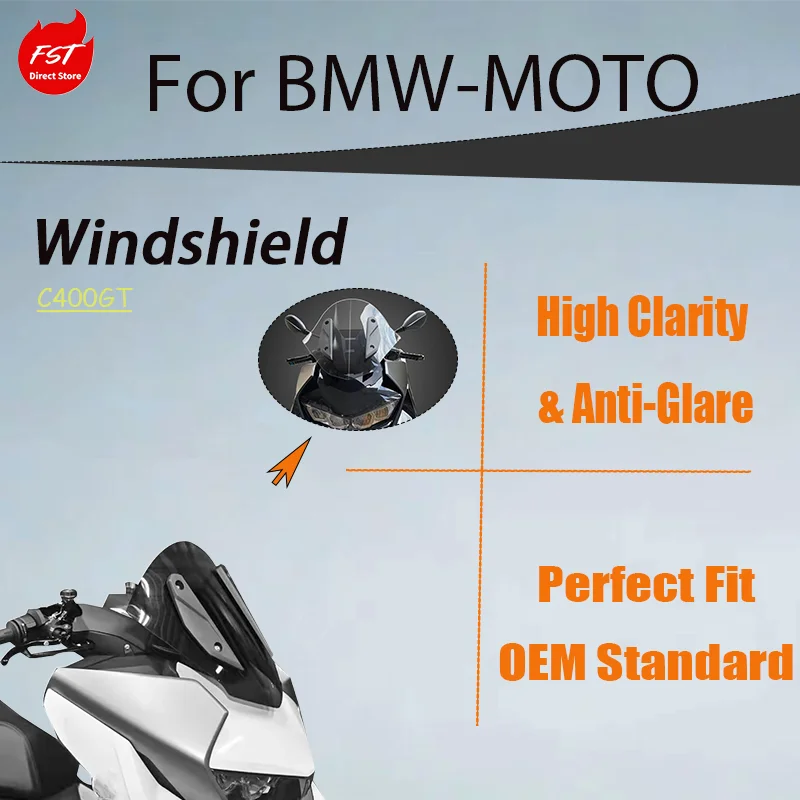 Sport Touring Racing Windshield for BMW C400GT, Round Nose Style Front Wind Screen Parts
Sport Touring Racing Windshield for BMW C400GT, Round Nose Style Front Wind Screen Parts