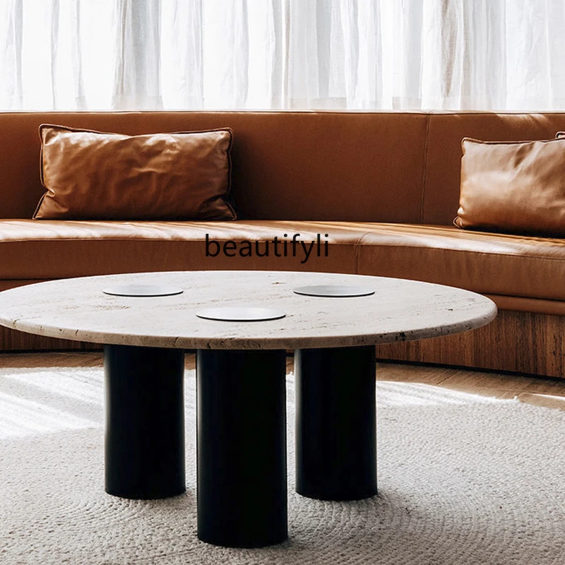 Italian natural marble coffee table simple travertine casual coffee table Nordic round tea table
Italian natural marble coffee table simple travertine casual coffee table Nordic round tea table