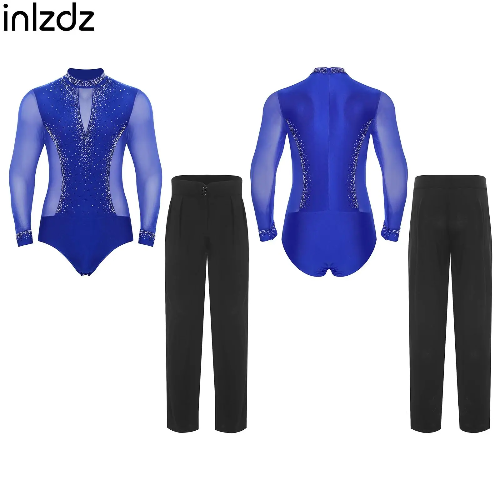 Mens Latin Dance Stage Outfit Long Sleeve Shiny Rhinestones Mesh Leotard Bodysuit And Pants Figure Skating Cha-cha Dance Costume
Mens Latin Dance Stage Outfit Long Sleeve Shiny Rhinestones Mesh Leotard Bodysuit And Pants Figure Skating Cha-cha Dance Costume