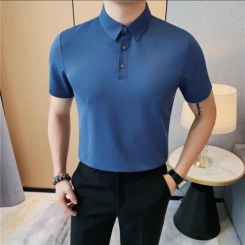 Classic Solid Color Polo Shirt Men Summer Short Sleeved Slim Casual Lapel T-shirt Business Social Tee Social Office Men Clothing
Classic Solid Color Polo Shirt Men Summer Short Sleeved Slim Casual Lapel T-shirt Business Social Tee Social Office Men Clothing