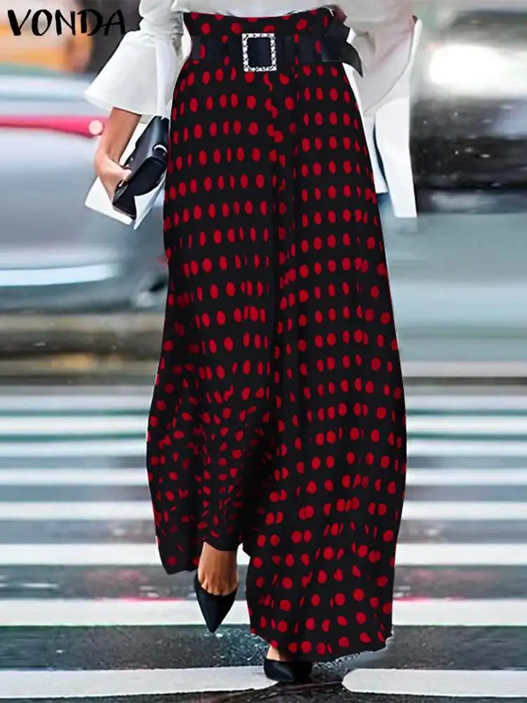 Streetwear Elegant Pants 2024 VONDA Women Elastic Waist Polka Dot Ruffled Wide Leg Pants High Waist Trousers Overszied Bottoms
Streetwear Elegant Pants 2024 VONDA Women Elastic Waist Polka Dot Ruffled Wide Leg Pants High Waist Trousers Overszied Bottoms
