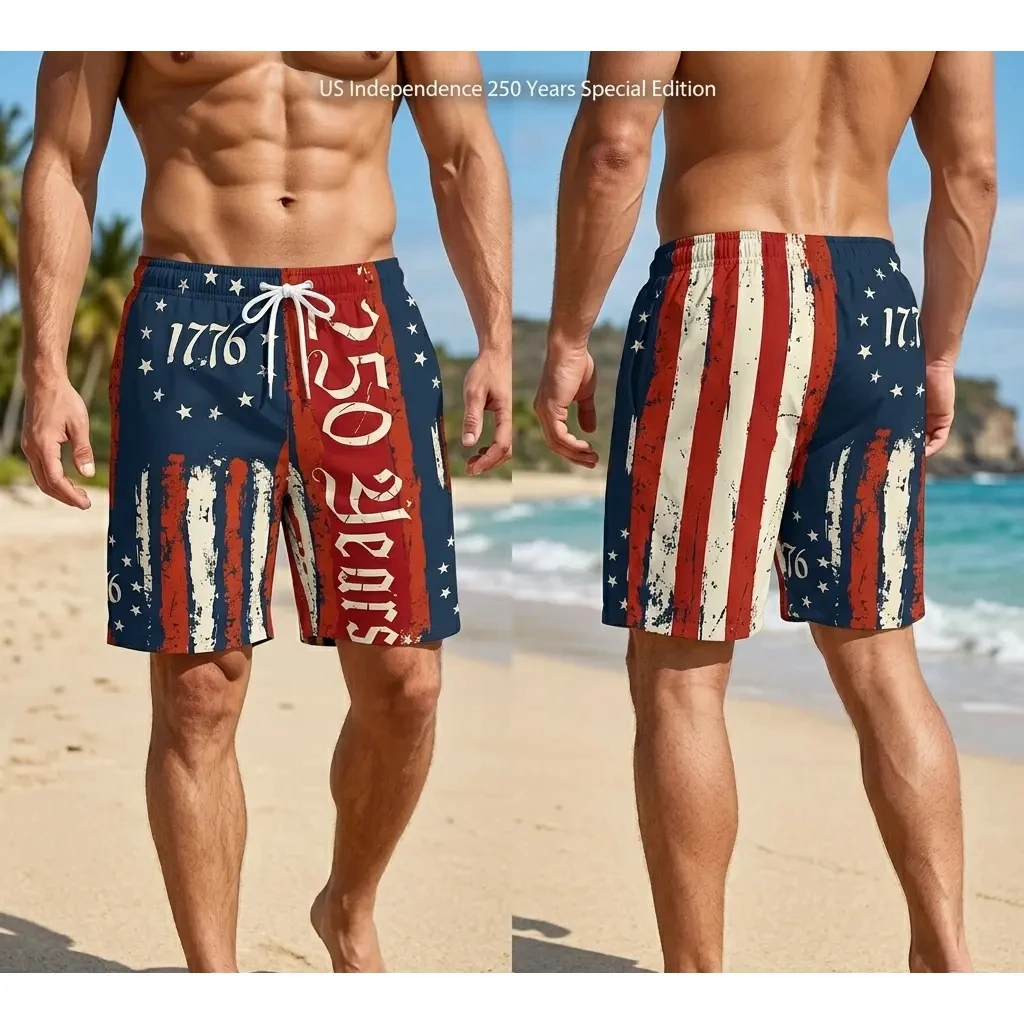 USA 250th Anniversary 1776-2026 Swim Trunks, Patriotic "250 Years" American Flag Print, Men's Quick Dry Board Shorts
USA 250th Anniversary 1776-2026 Swim Trunks, Patriotic "250 Years" American Flag Print, Men's Quick Dry Board Shorts