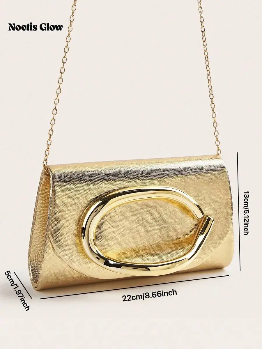 Elegant Gold PU Clutch Bag With Metal Ring Decor For Women Evening Party Wedding
Elegant Gold PU Clutch Bag With Metal Ring Decor For Women Evening Party Wedding