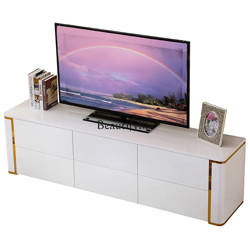 Modern simple light luxury TV cabinet, living room stainless steel video cabinet
Modern simple light luxury TV cabinet, living room stainless steel video cabinet