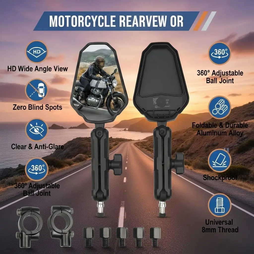 Universal Motorcycle Mirror Angle FANTIC MV RNINET C40GT Adjustable Folding Handlebar Side Mirror Adventure Dirt Street Bike ATV
Universal Motorcycle Mirror Angle FANTIC MV RNINET C40GT Adjustable Folding Handlebar Side Mirror Adventure Dirt Street Bike ATV