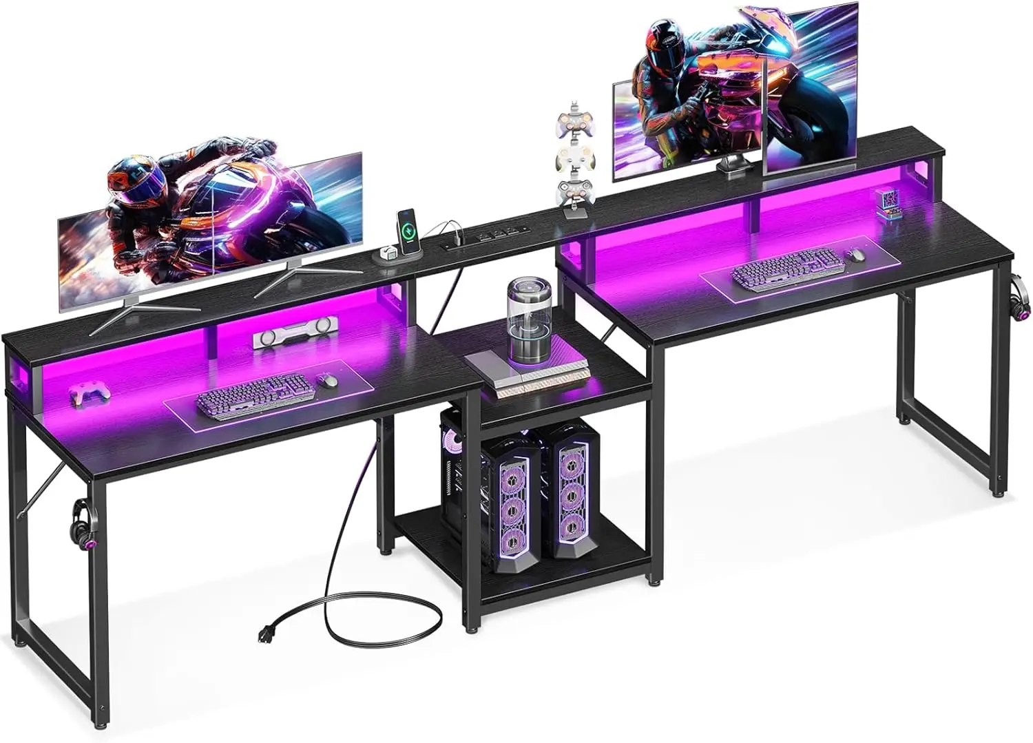 98 Inch 2 Person Gaming Desk with Storage Shelves- Long Double Home Office Computer Desks with USB Charging Port & LED Lights
98 Inch 2 Person Gaming Desk with Storage Shelves- Long Double Home Office Computer Desks with USB Charging Port & LED Lights