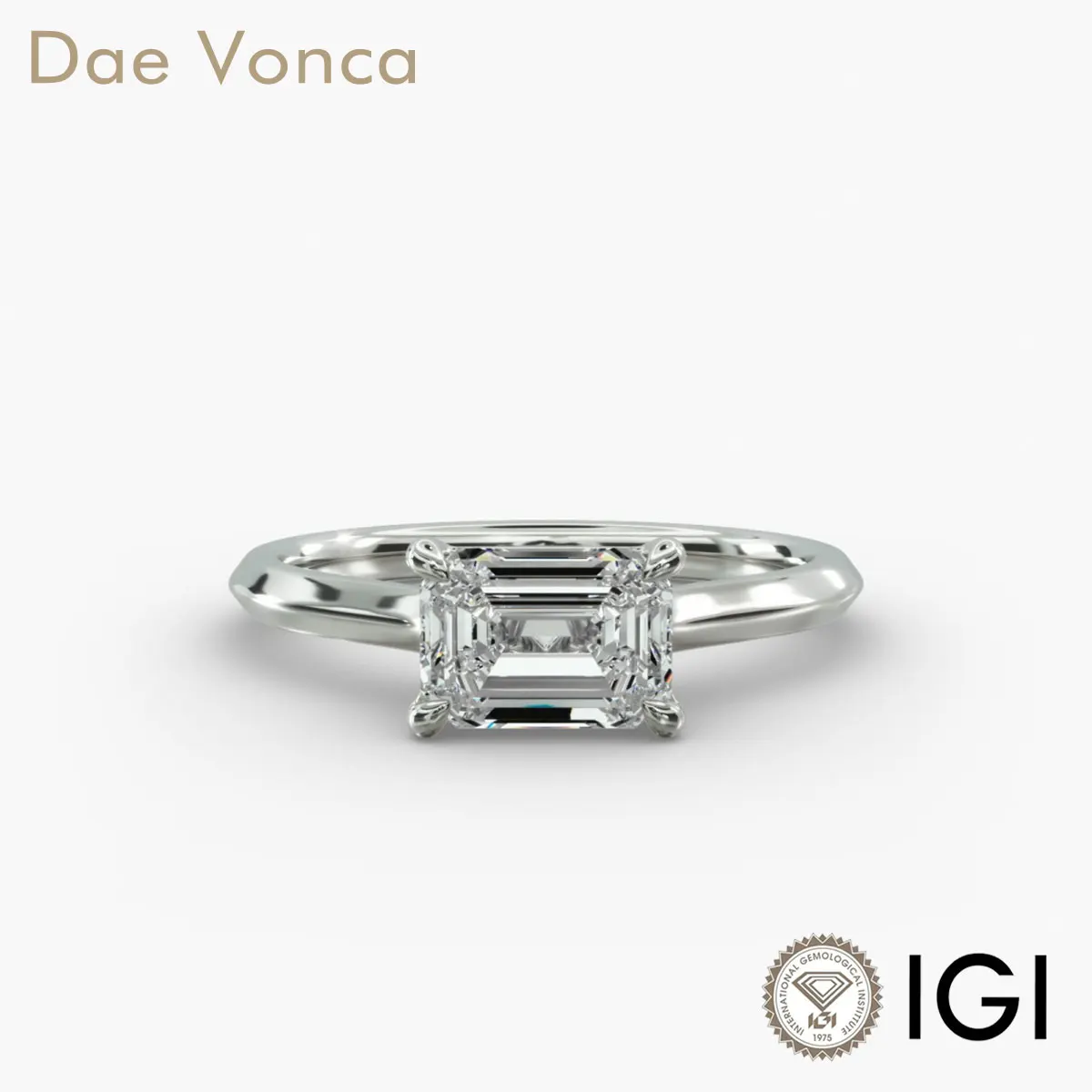 Pt950/14K/18K White Gold Engagement Ring East West Emerald Cut Lab Grown Diamond Cathedral Setting & Knife Edge
Pt950/14K/18K White Gold Engagement Ring East West Emerald Cut Lab Grown Diamond Cathedral Setting & Knife Edge