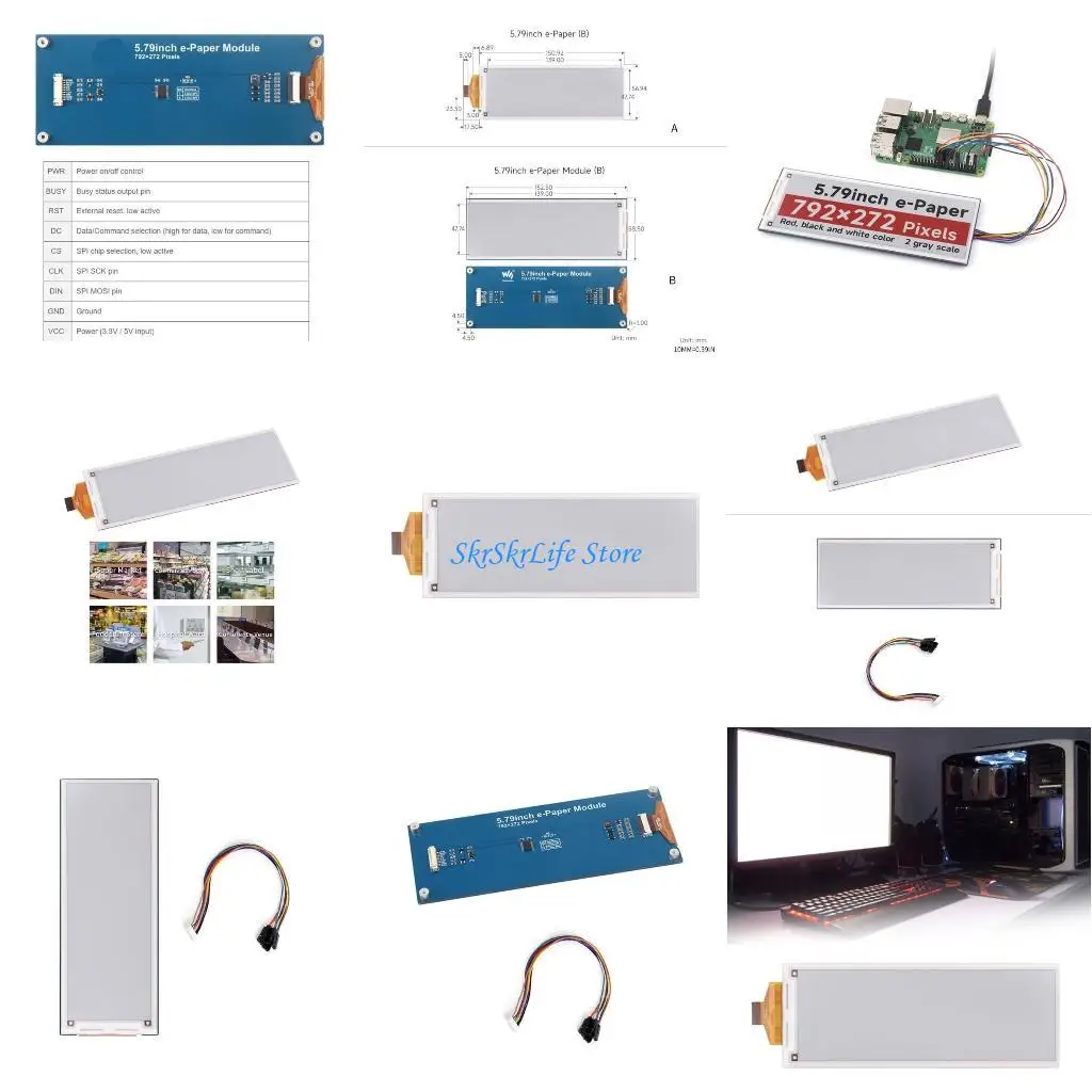 E65E 5.79inch E-Papers E-Inks Display 792x272 Black/White/Redness Partial Refreshing Support SPI Interfaces Communication
E65E 5.79inch E-Papers E-Inks Display 792x272 Black/White/Redness Partial Refreshing Support SPI Interfaces Communication