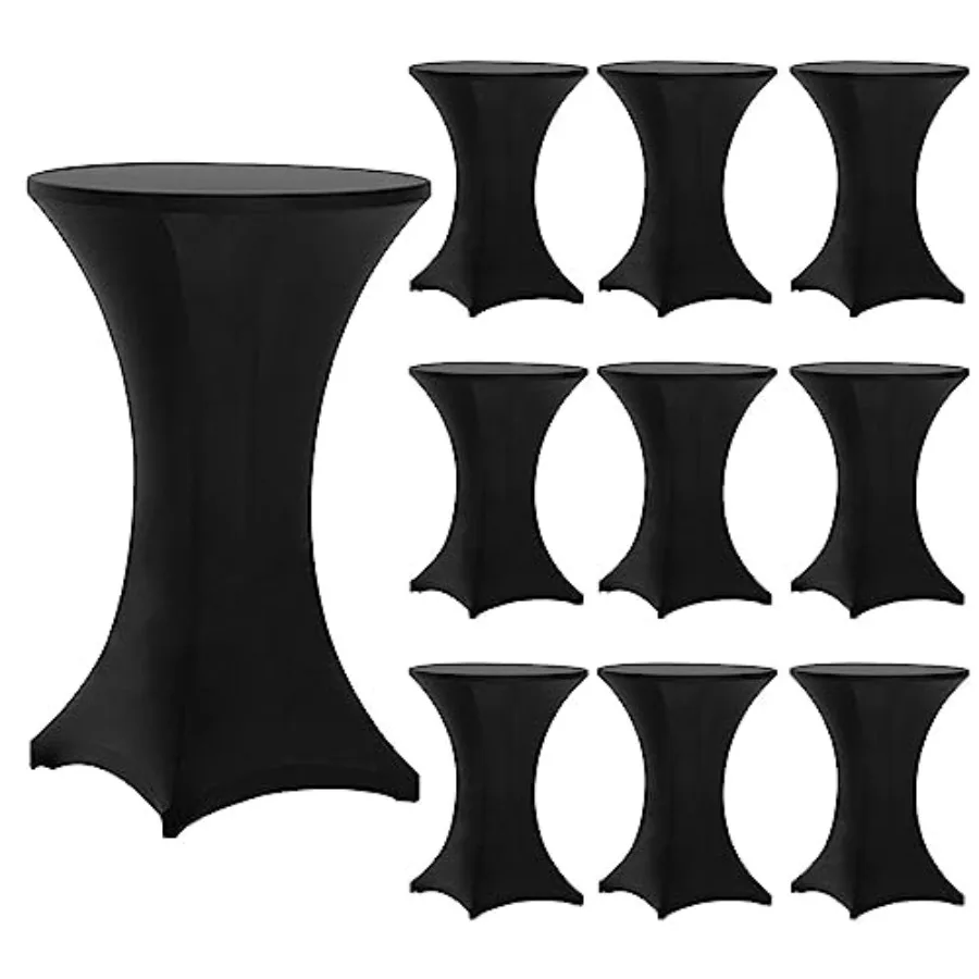 10-Pack Highboy Spandex Cocktail Table Covers, 30x42 Inch Fitted Stretch Tablecloth for Round Tables, Black
10-Pack Highboy Spandex Cocktail Table Covers, 30x42 Inch Fitted Stretch Tablecloth for Round Tables, Black