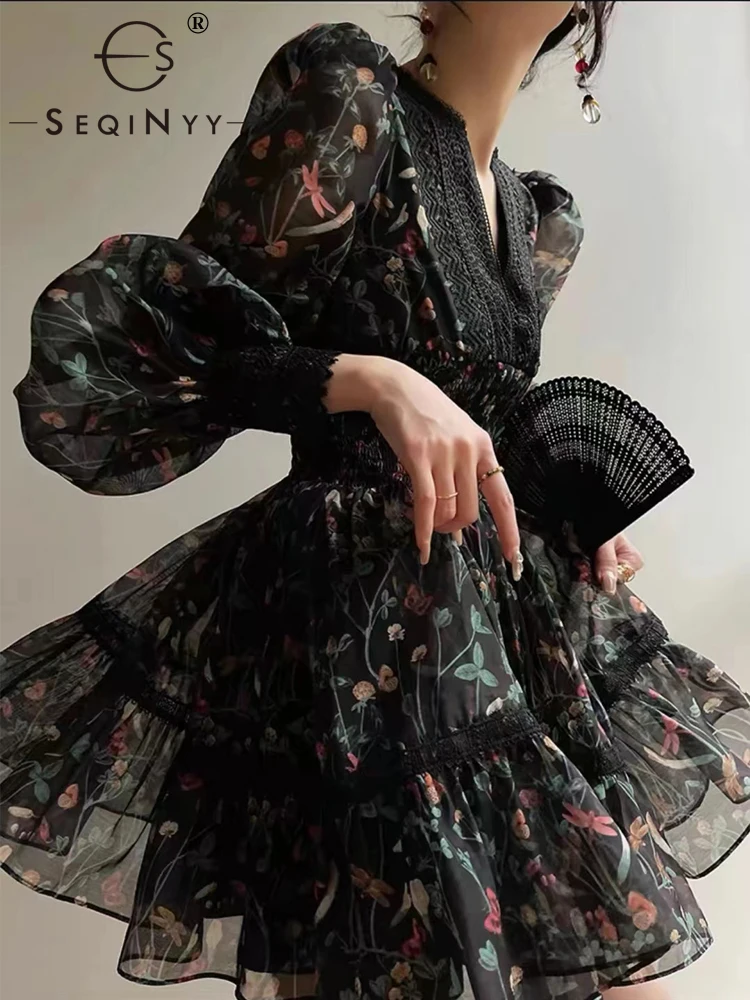 SEQINYY Elegant Mini Dress Summer Spring V-Neck Lace High Street Vintage Flower Print Casual Holiday Fashion Design
SEQINYY Elegant Mini Dress Summer Spring V-Neck Lace High Street Vintage Flower Print Casual Holiday Fashion Design