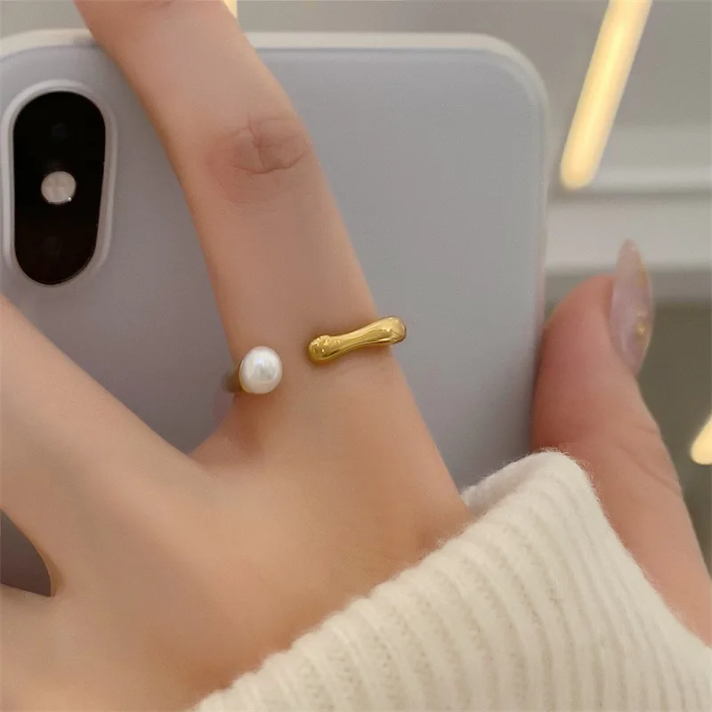 Golden Color Pearl Open Cuff Finger Rings For Women Girl New Korean Fashion Exquisite Gift Party Stainless Steel Jewelry
Golden Color Pearl Open Cuff Finger Rings For Women Girl New Korean Fashion Exquisite Gift Party Stainless Steel Jewelry