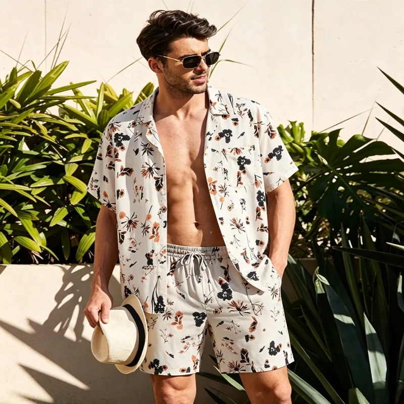 Summer New Hawaii Tracksuit Men's 2 Piece Short Sleeve Beach Shirts Shorts Sets Men's Vacation Suit Loose T shirts Man Clothing
Summer New Hawaii Tracksuit Men's 2 Piece Short Sleeve Beach Shirts Shorts Sets Men's Vacation Suit Loose T shirts Man Clothing