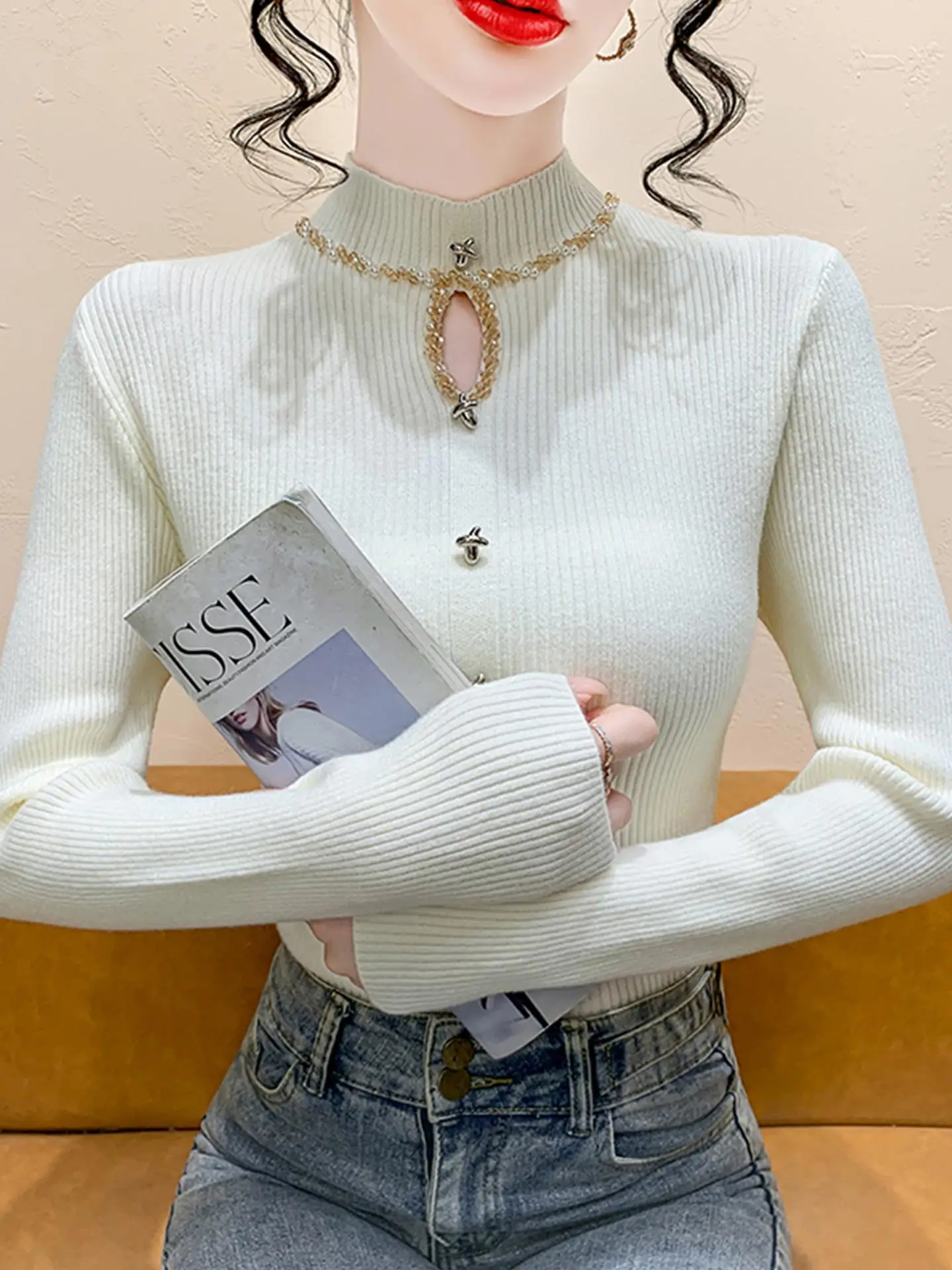 Ele Hollow out Beaded f Высокий трикотаж, женский осенне-зимний облегающий мягкий корейский топ с внутренней стороны для поездок на работу
Ele Hollow out Beaded f Высокий трикотаж, женский осенне-зимний облегающий мягкий корейский топ с внутренней стороны для поездок на работу