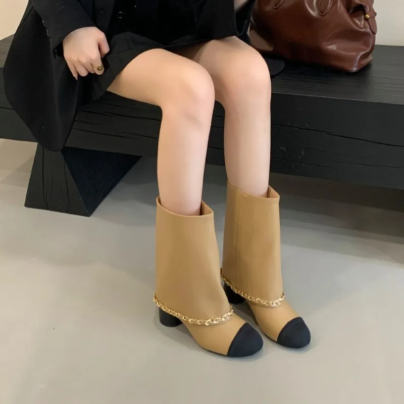 2026 New Women's Shoes French Retro Mid Calf Boots for Woman Luxury Genuine Leather High Heeled Boots Designer Shoes Botas Mujer
2026 New Women's Shoes French Retro Mid Calf Boots for Woman Luxury Genuine Leather High Heeled Boots Designer Shoes Botas Mujer