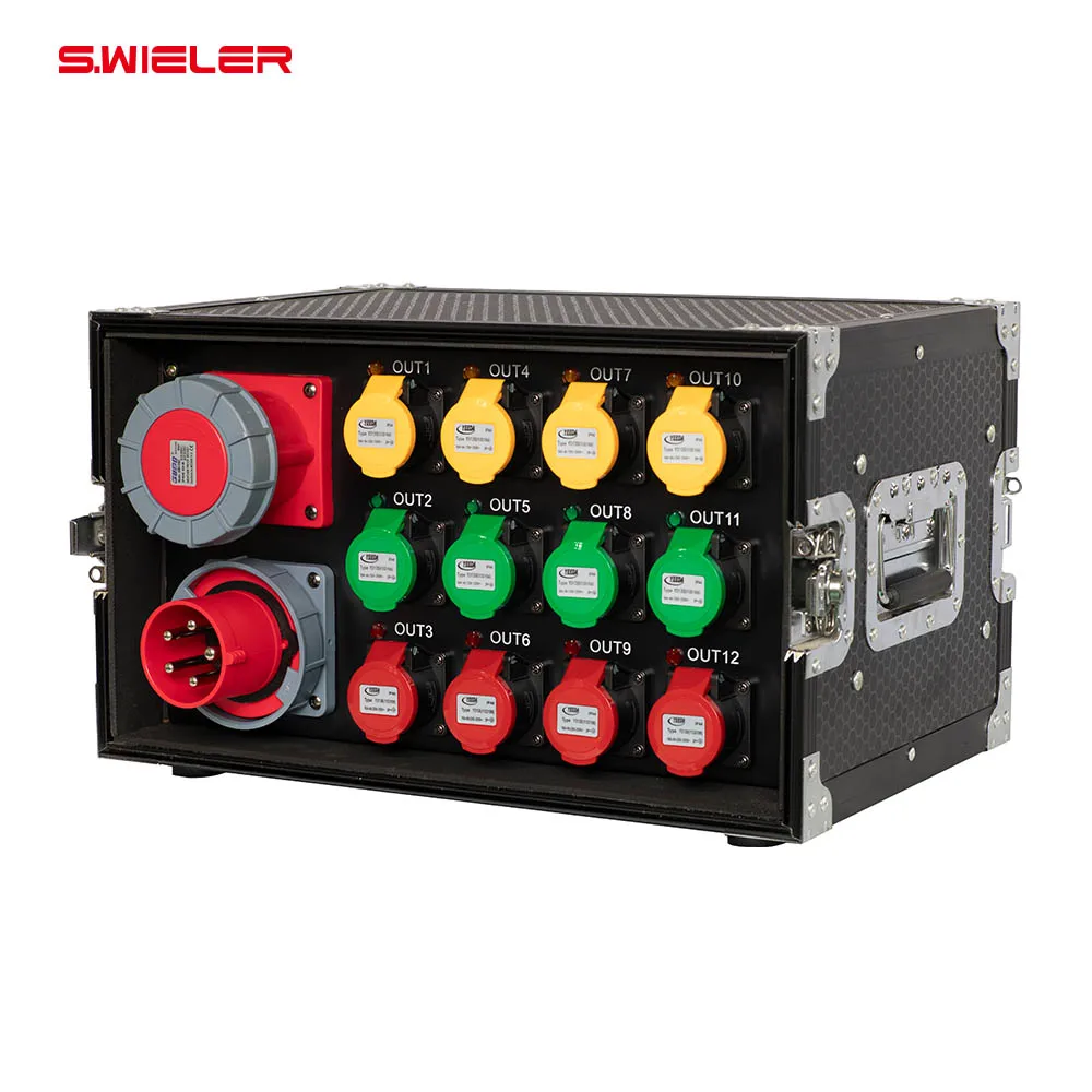 Cabinet Power Distribution Box with 5-Pin 63A Input and 16A Output 12 Channels French Outlet Distributor for Stage
Cabinet Power Distribution Box with 5-Pin 63A Input and 16A Output 12 Channels French Outlet Distributor for Stage