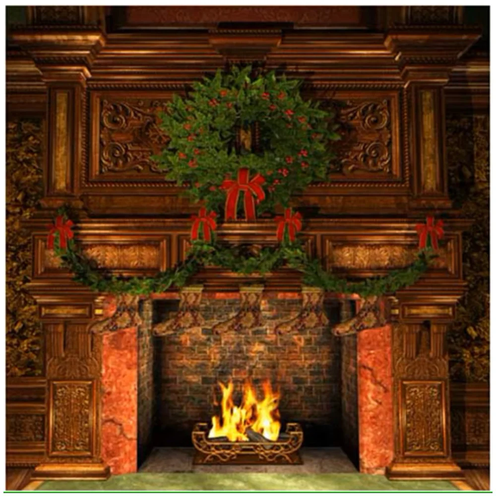 Christmas Fireplace Photography Backdrops Vintage Furniture Green Pine Garland Baby Kids Children Photo Background Wooden Floor
Christmas Fireplace Photography Backdrops Vintage Furniture Green Pine Garland Baby Kids Children Photo Background Wooden Floor