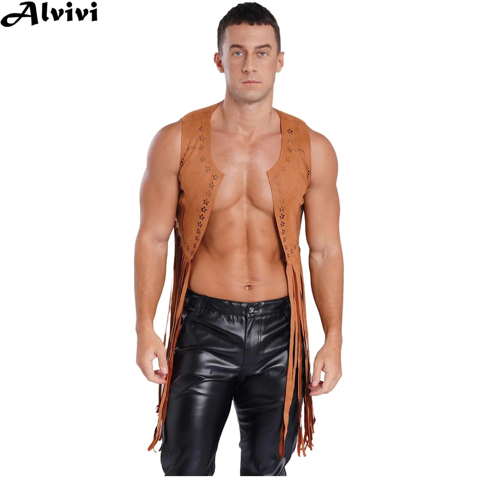 Men Faux Suede Tassel 60s Disco Dance Vest Waistcoat Hippie Western Cowboy Cosplay Performance Costume for Halloween Carnival
Men Faux Suede Tassel 60s Disco Dance Vest Waistcoat Hippie Western Cowboy Cosplay Performance Costume for Halloween Carnival