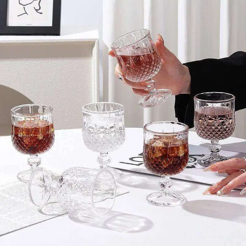 Diamond Pattern Wine Glasses Set Float Foot Champagne Whiskey Vintage Cross-border Ise Pure Tin Cocktail Glass for Dining
Diamond Pattern Wine Glasses Set Float Foot Champagne Whiskey Vintage Cross-border Ise Pure Tin Cocktail Glass for Dining