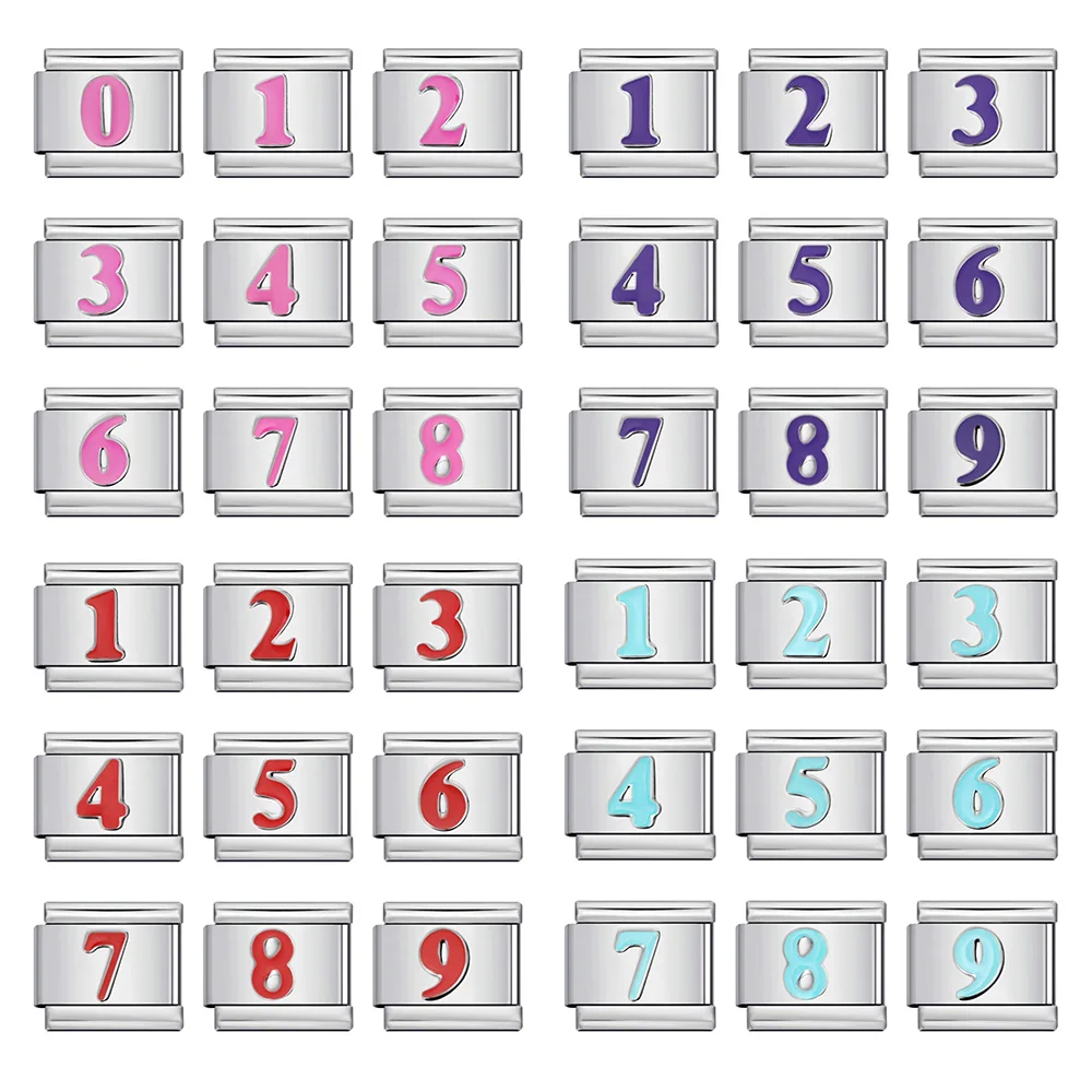 Purple Red Pink Sky Blue Colors 0-9 Numbers Italian Charm Link Fit 9mm Stainless Steel Bracelet DIY Making Beads jewelry making
Purple Red Pink Sky Blue Colors 0-9 Numbers Italian Charm Link Fit 9mm Stainless Steel Bracelet DIY Making Beads jewelry making