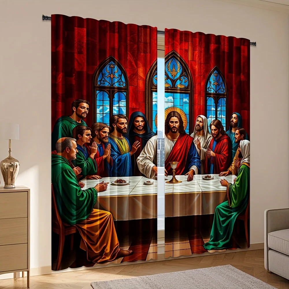 2pcs Last Supper Curtains Jesus Disciples Religious Art Print Drape Christian Living Room Window Treatment Biblical Home Decor
2pcs Last Supper Curtains Jesus Disciples Religious Art Print Drape Christian Living Room Window Treatment Biblical Home Decor