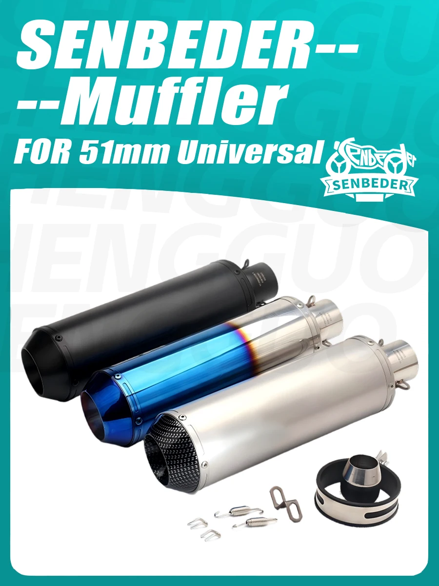Universal 51mm Motorcycle Exhaust Muffler Carbon Fiber Inox for ZX6R RZ800 R6 RK8 K9 Ninja 200 350S systems accessories
Universal 51mm Motorcycle Exhaust Muffler Carbon Fiber Inox for ZX6R RZ800 R6 RK8 K9 Ninja 200 350S systems accessories