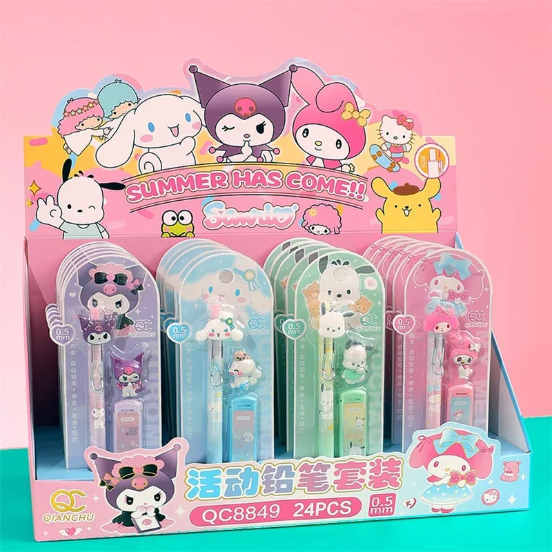 24set/lot Sanrio Kuromi Pochacco Mechanical Pencil Cute Cinnamoroll 0.5MM Drawing Writing Automatic Pen School Office Supplies
24set/lot Sanrio Kuromi Pochacco Mechanical Pencil Cute Cinnamoroll 0.5MM Drawing Writing Automatic Pen School Office Supplies