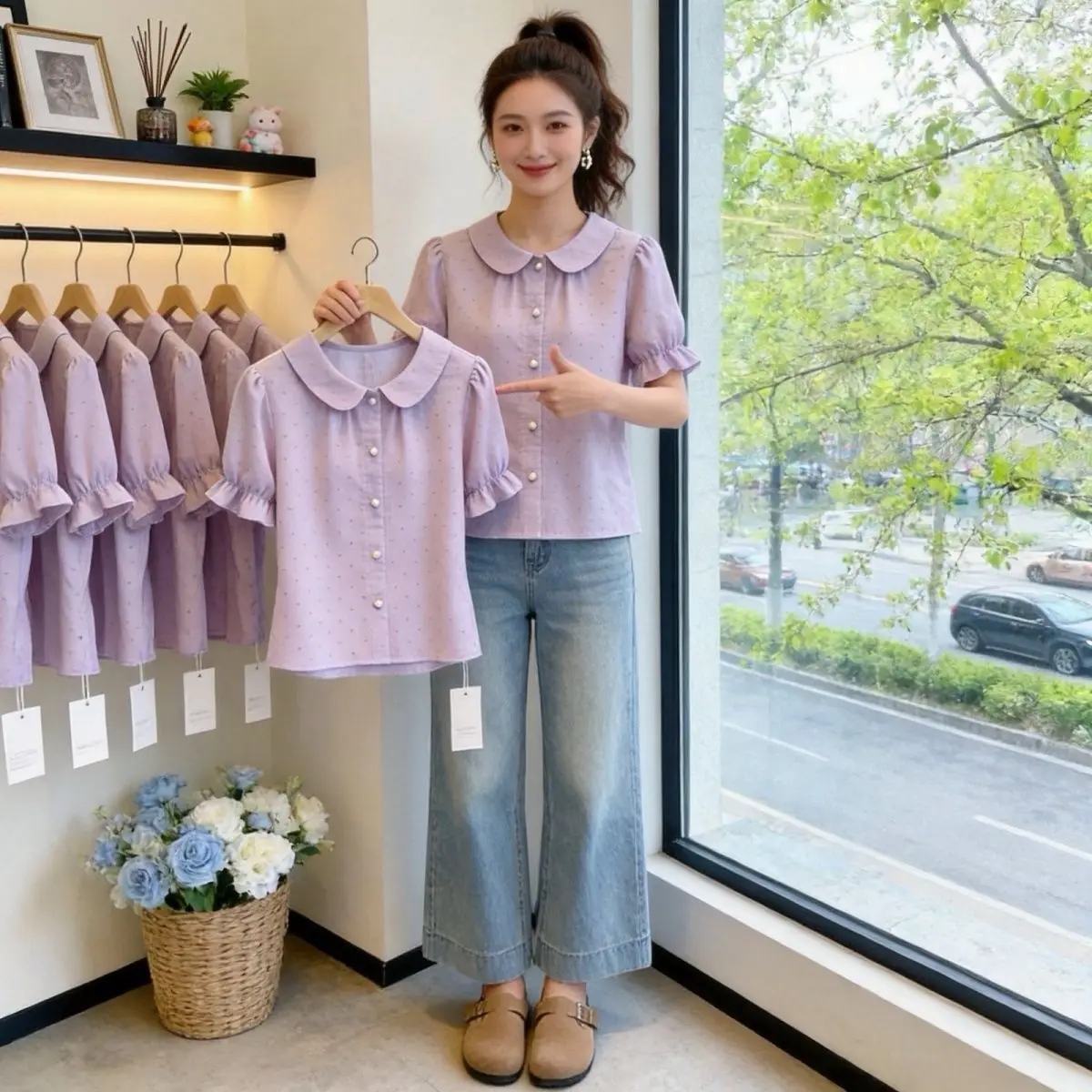 Korean Lady Style Purple Shirt Doll Collar Bubble Short Sleeve Women's Summer New Elegant Small Top Loose Fit Casual Shirt
Korean Lady Style Purple Shirt Doll Collar Bubble Short Sleeve Women's Summer New Elegant Small Top Loose Fit Casual Shirt