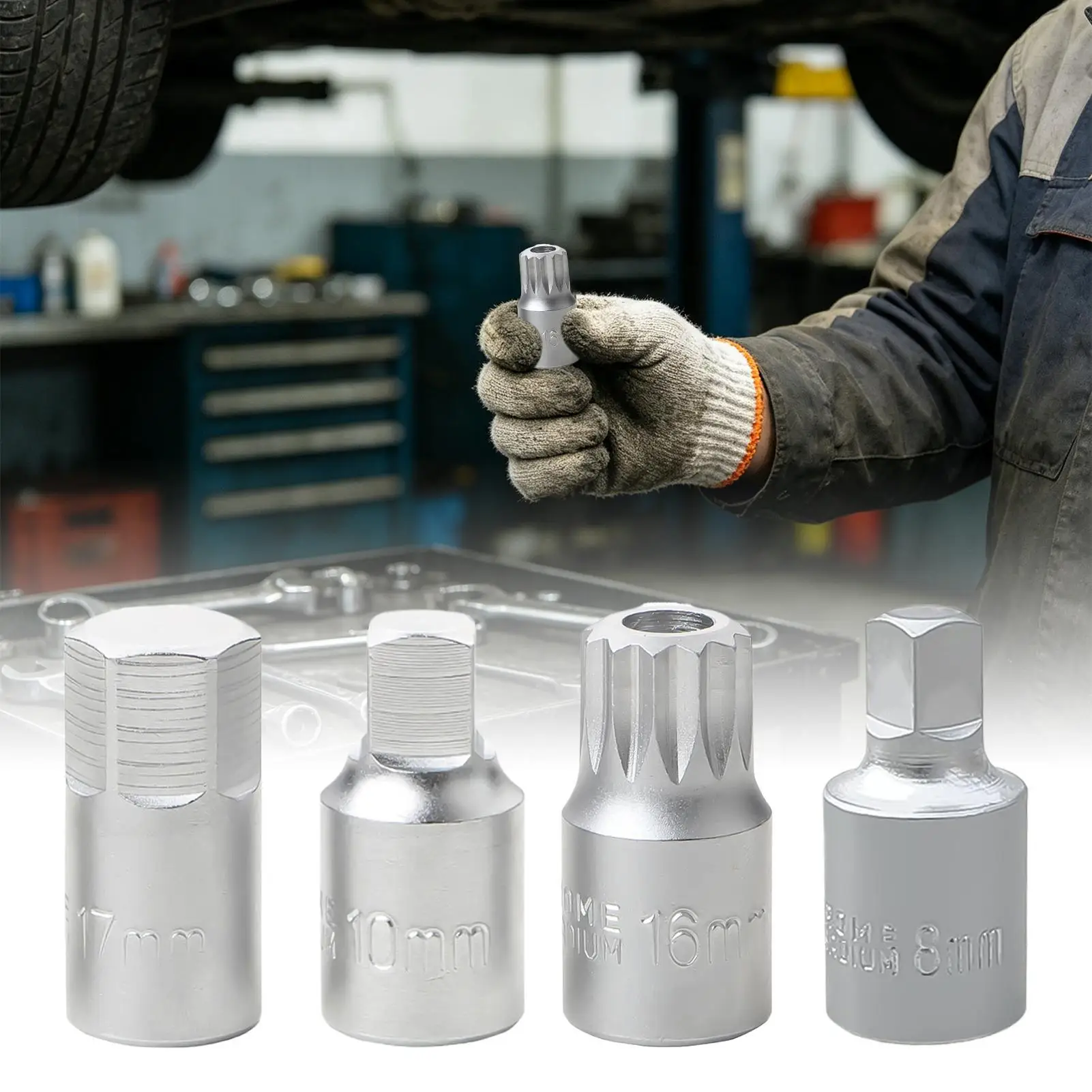 Oil Drain Plug Removal Socket Portable Precision Metal 3/8 Inch Drive Drain Plug Key Socket for Engine Compartment Under The Car
Oil Drain Plug Removal Socket Portable Precision Metal 3/8 Inch Drive Drain Plug Key Socket for Engine Compartment Under The Car