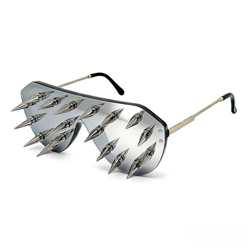 New Trendy One Piece Spike Rivet Sunglasses Punk Gothic Cyber Style Mirror Men Women Personality Exaggerated Party Sunglasses
New Trendy One Piece Spike Rivet Sunglasses Punk Gothic Cyber Style Mirror Men Women Personality Exaggerated Party Sunglasses